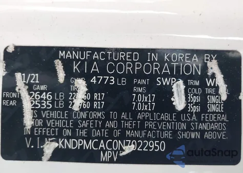 2022 Kia Sportage Lx из США, поврежденный, VIN KNDPMCAC0N7022950